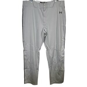 Under Armour Baseball Pants Men's Adult 3XL Gray Black Stripe Loose Straight Leg